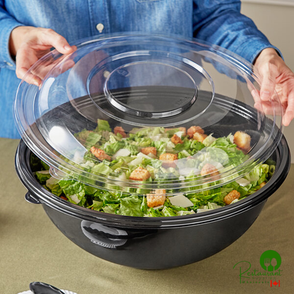Clear PET Plastic Dome Lid for 320 oz. Round Bowls By Prime - 25/Case