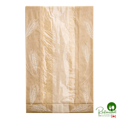 Bagcraft Dubl-Wax® 8" x 3 1/2" x 12 3/4" Natural Artisan Print Bread Bag with Window - 500/Case