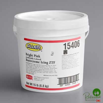 Rich's Allen Bright Pink Buttrcreme Icing - 15 lb. Pail