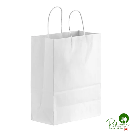 Duro Missy 10" x 5" x 13" White Paper Shopping Bag with Handles - 250/Case