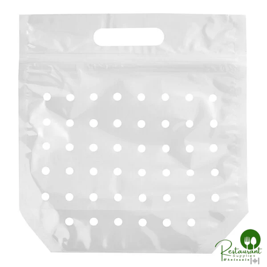 LK Packaging 9 1/2" x 3 3/4" x 10" Clear Plastic Vented Zipper Seal Produce Pouch - 250/Case