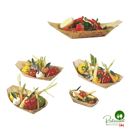 Solia 8" x 5" x 2" Bamboo Leaf Boat Dish - 1,000/Case