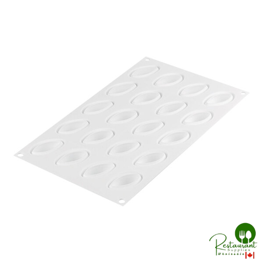Silikomart Curve Quenelle 20 Compartment White Silicone Baking Mold - 1 3/4" x 13/16" x 3/4" Cavities CURVE QUENELLE 10