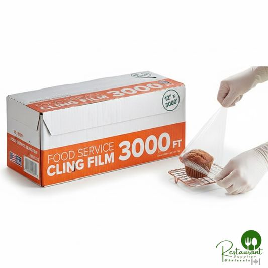 12" x 3000' Foodservice Film with Serrated Cutter By Prime - 2/Case