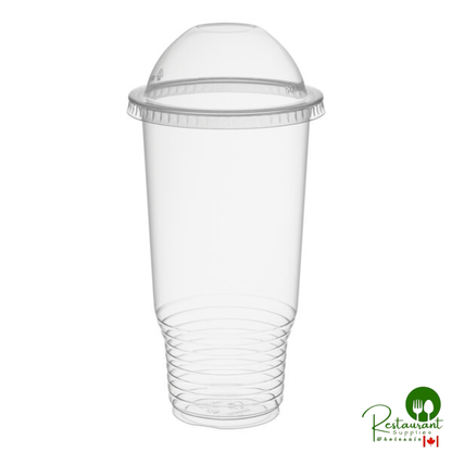 Heavy Duty 32 oz. Pedestal Heavy Weight Clear PET Plastic Cold Cup with Dome Lid with No Hole By Prime - 50/Pack