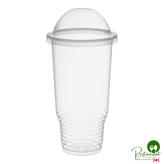 Heavy Duty 32 oz. Pedestal Heavy Weight Clear PET Plastic Cold Cup with Dome Lid with No Hole By Prime - 50/Pack