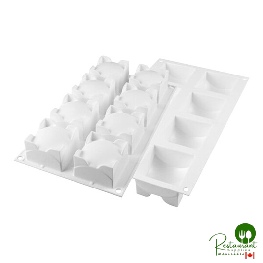 Silikomart Curve Square Sphere 8 Compartment White Silicone Baking Mold - 2 3/8" x 2 3/8" x 1 1/2" Cavities CURVE SQUARE SPHERE 110