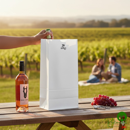 Duro 16 lb. Tall White Paper Bag - 500/Bundle