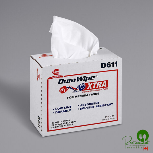 Chicopee D611W Durawipe 8 3/4" x 17" White Medium-Weight Pop-Up Box Industrial Wiper - 1,320/Case