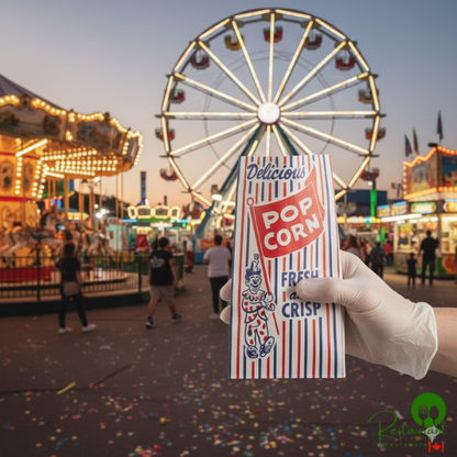 Bagcraft 4" x 1 1/2" x 8" 16 oz. Printed "Delicious" Clown Popcorn Bag - 1,000/Case