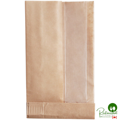 Bagcraft Packaging 300093 4 1/2" x 2 1/2" x 8 1/2" Dubl-View® ToGo! Kraft Medium Window Sandwich / Bakery Bag - 500/Case
