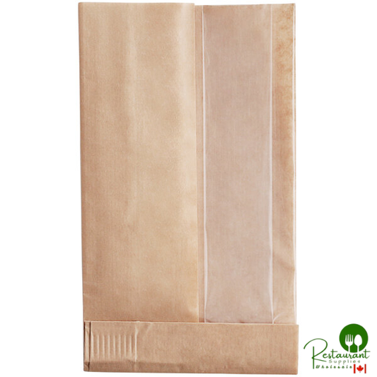 Bagcraft Packaging 300093 4 1/2" x 2 1/2" x 8 1/2" Dubl-View® ToGo! Kraft Medium Window Sandwich / Bakery Bag - 500/Case