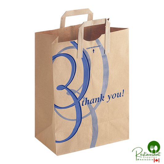 Duro 1/6 Natural Kraft "Thank You" Paper Barrel Sack with Flat Handles - 300/Case