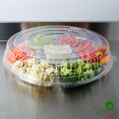 Fineline Platter Pleasers 9801-LL 18" Clear PET Plastic Round Low Dome Lid - 25/Case