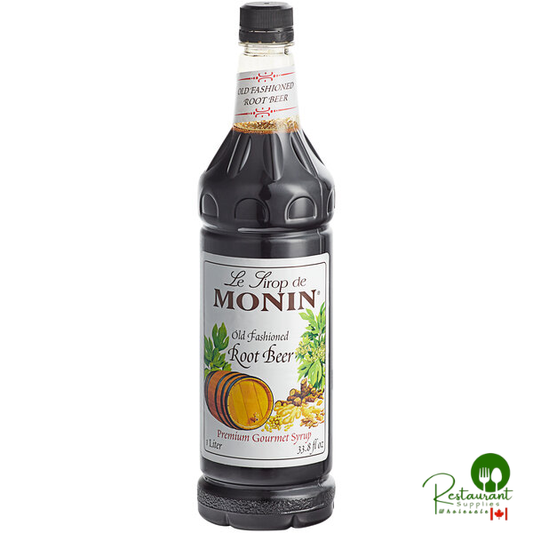 Monin Premium Old Fashioned Root Beer Flavoring Syrup 1 Liter - 4/Case