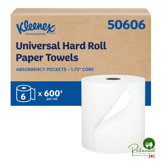 Kleenex® White 1-Ply Hard Roll Paper Towel Roll, 600' / Roll - 6/Case