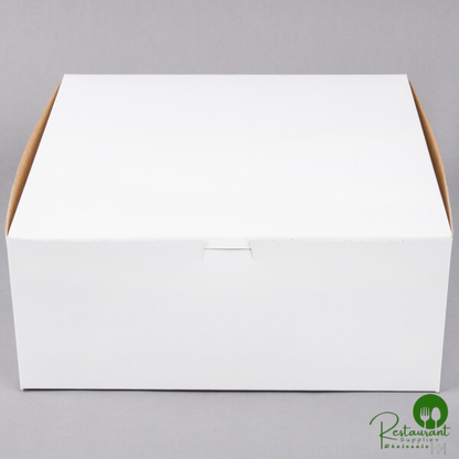 12" x 12" x 5 1/2" White Customizable Cake / Bakery Box - 100/Bundle