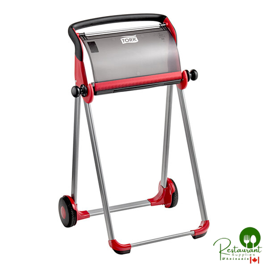 Tork Performance W1 Red / Smoke Portable Floor Stand Wiper Roll Dispenser 6520281
