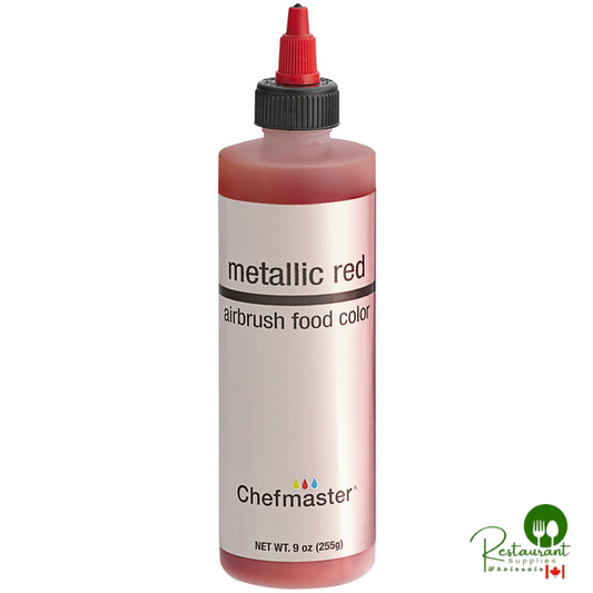 Chefmaster 9 oz. Metallic Red Airbrush Color - 12/Case
