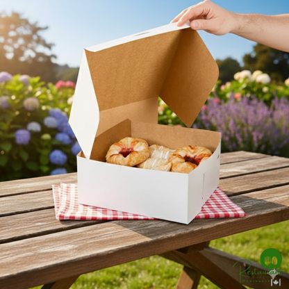 12" x 12" x 5 1/2" White Customizable Cake / Bakery Box - 100/Bundle