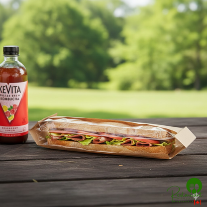 Bagcraft Packaging 300090 4 1/4" x 2 3/4" x 11 3/4" Dubl-View® ToGo! Kraft Extra-Large Window Sandwich / Bakery Bag - 500/Case