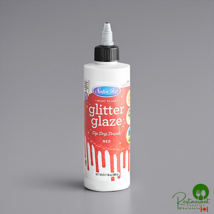 Satin Ice Red Vanilla Glitter Glaze 10 oz. - 3/Case