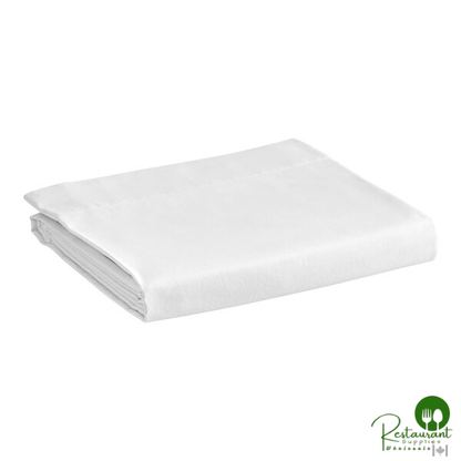 1888 Mills Naked T-300 White Satin Weave Combed Cotton / Modal Flat Sheet