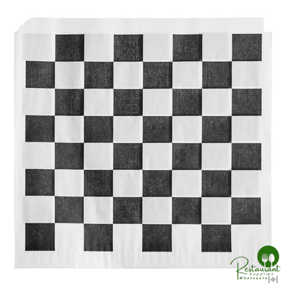 7" x 6 1/2" Black Check Wire Cone Basket Liner / Deli Wrap / Double Open Bag By Prime - 2,000/Case