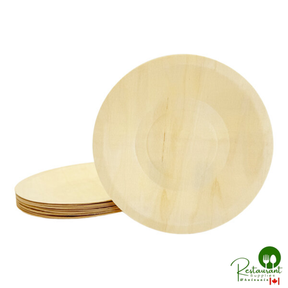 VerTerra 7" Round Alpine Birch Wood Plate - 300/Case