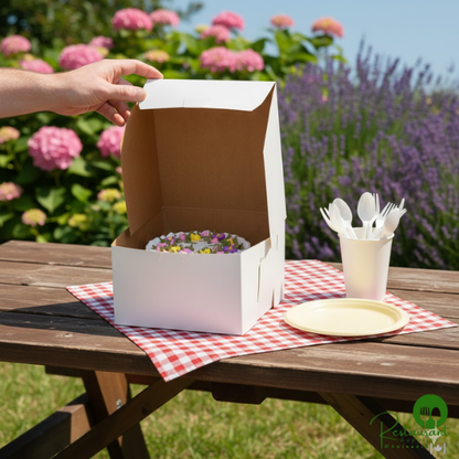 8" x 8" x 5" White Customizable Cake / Bakery Box - 100/Bundle