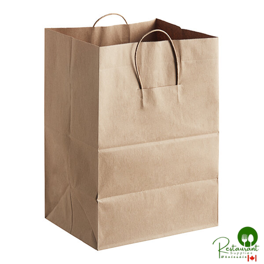 Duro Load & Fold 12" x 9" x 15 3/4" Brown Paper Shopping Bag with Handles - 200/Case