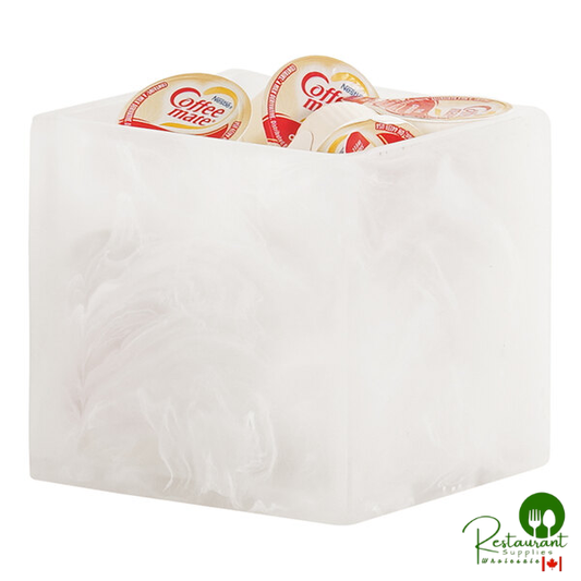 Cal-Mil 22 oz. White Cloud Square Resin Crock / Condiment Jar