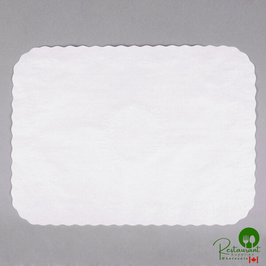 Hoffmaster TC8704472 14" x 19" White Embossed Traymat with Scalloped Edge - 1,000/Case