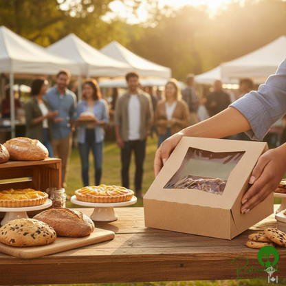 Southern Champion 8" x 8" x 2 1/2" Kraft Automatic Pie / Bakery Box with Window - 200/Case