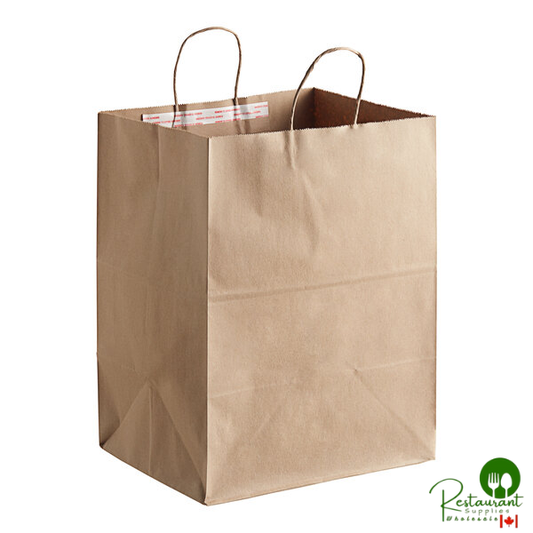 Duro Load & Seal 12" x 9" x 15 3/4" Brown Paper Shopping Bag with Handles - 200/Case