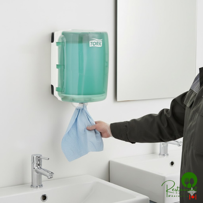 Tork Performance 653020 Blue / White Maxi Center Pull Wiper Dispenser W2