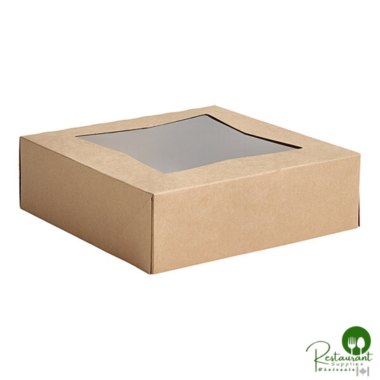 Southern Champion 8" x 8" x 2 1/2" Kraft Automatic Pie / Bakery Box with Window - 200/Case