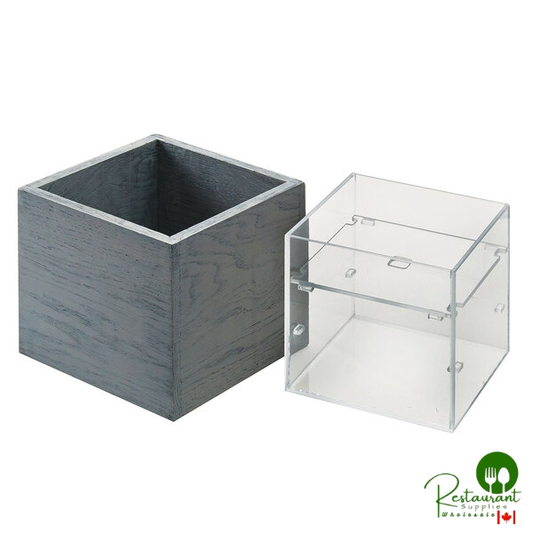 Cal-Mil 22096-83 Ashwood 7 1/2" x 7 1/2" x 7" Gray Oak Wood Adjustable Condiment Organizer