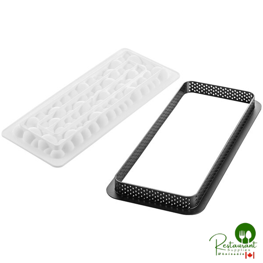 Silikomart KIT TART RING BUBBLE Bubble-Shaped Silicone Baking Mold - 2 15/16" x 10 7/16" Cavity with 4 1/8" x 10 7/16" Rectangular Tart Ring