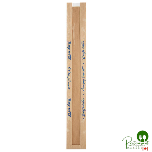 Bagcraft Packaging 300883 EcoCraft 3 1/2" x 2" x 26" Dubl-Panel® Crispy Crust Baguette Printed Bread Bag - 500/Case