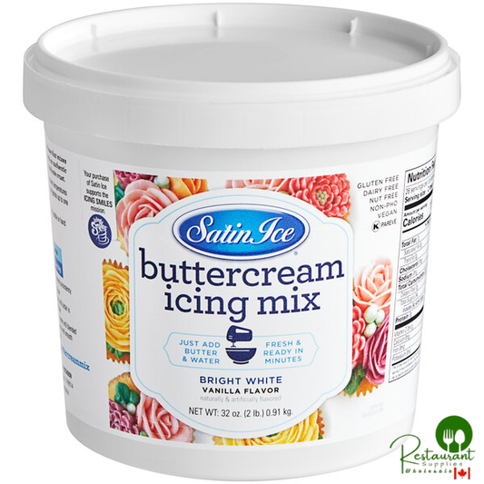 Satin Ice 2 lb. White Vanilla Buttercream Icing Mix - 10/Case