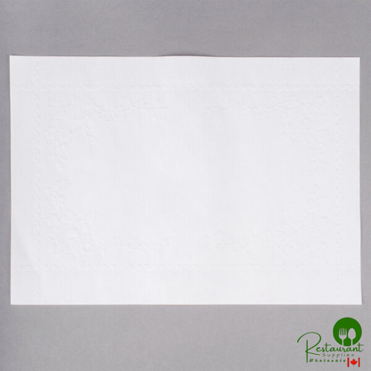 10" x 14" White Embossed Dubonnet Placemat - 1,000/Case