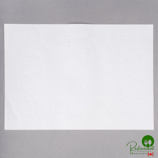10" x 14" White Embossed Dubonnet Placemat - 1,000/Case