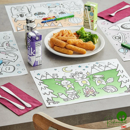 Hoffmaster 326191 10" x 14" Kids Color Me Double Sided Interactive Placemat Combo Pack - 1,000/Case