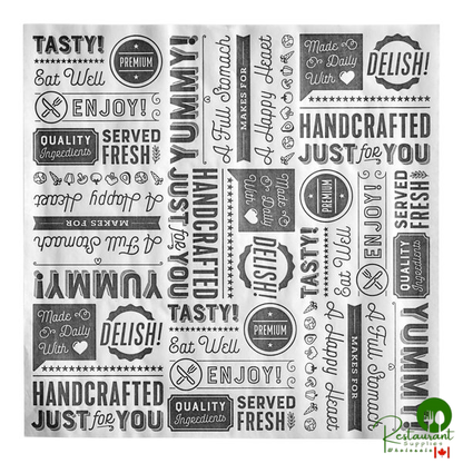 GET P-GT-1212-W 12" x 12" White Typography Deli Sandwich Wrap Paper - 1,000/Case
