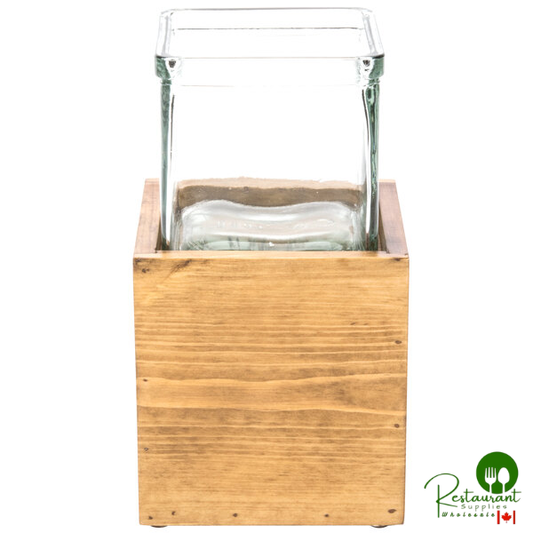 Cal-Mil 3427-5-99 Madera Rustic Pine Riser with Jar - 4 1/4" x 4 1/4" x 5"