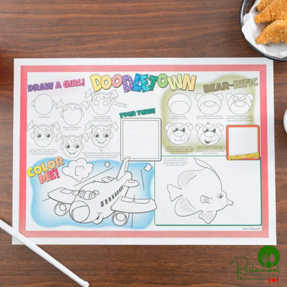 Hoffmaster 310692 10" x 14" Doodletown Fun Double Sided Interactive Placemat - 1,000/Case