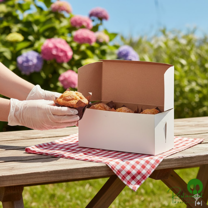 8" x 4" x 4" White Customizable Cupcake / Bakery Box - 250/Bundle