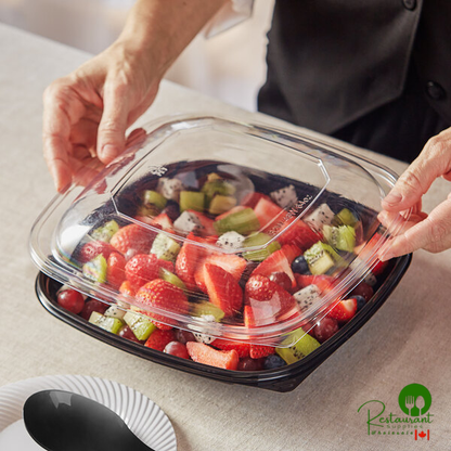 Clear PET Plastic Dome Lid for 32W, 48W, and 64 oz. Square Bowls By Prime - 150/Case