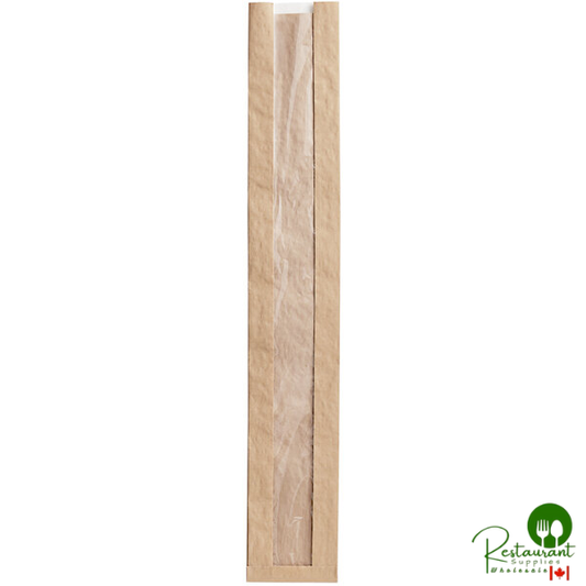 Durable Packaging BB4228N 28" x 4 1/2" x 2 1/2" Kraft Paper Windowed Bread Bag - 1,000/Case